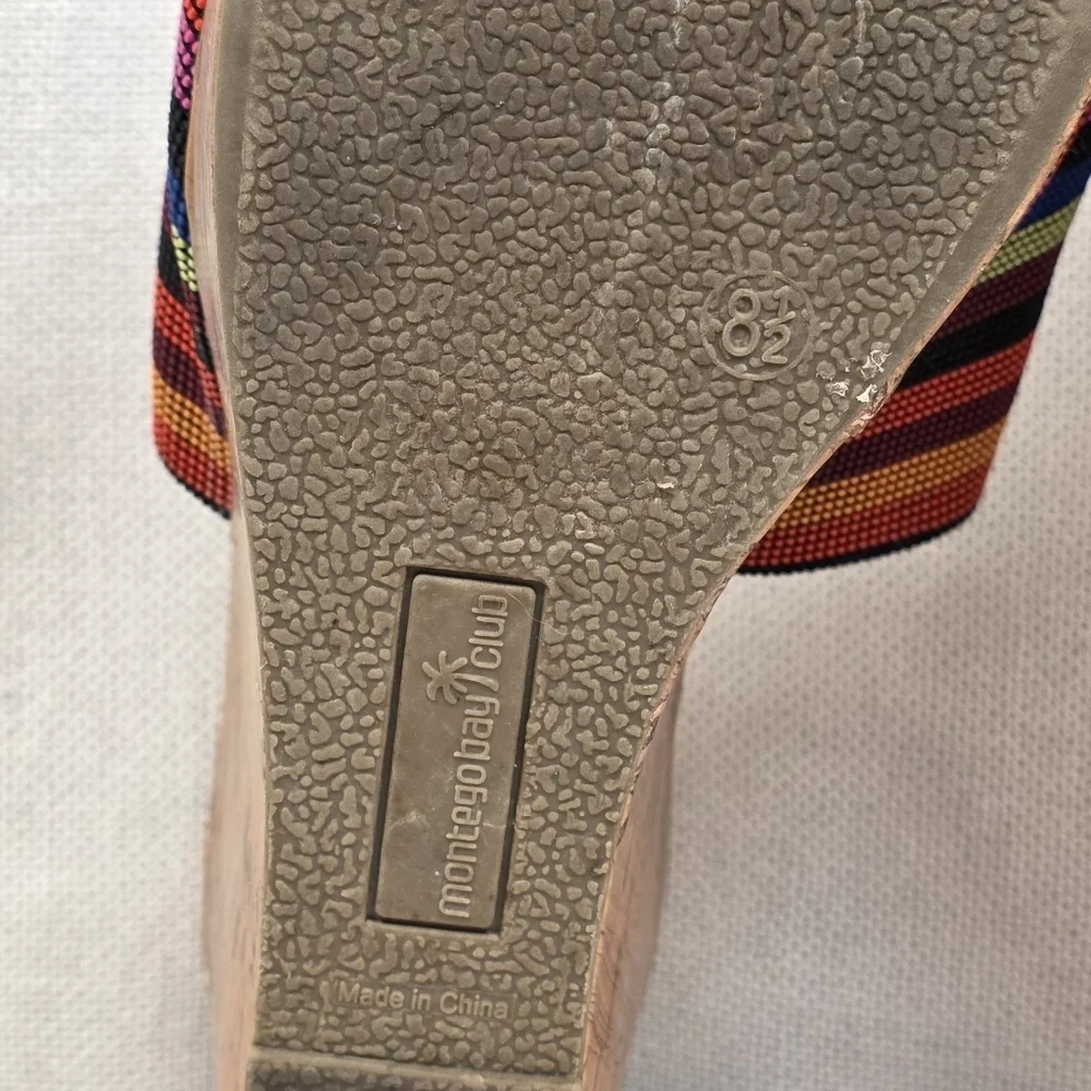 Montego Bay Club Multicolor Cork Wedge Slides Size 8.5